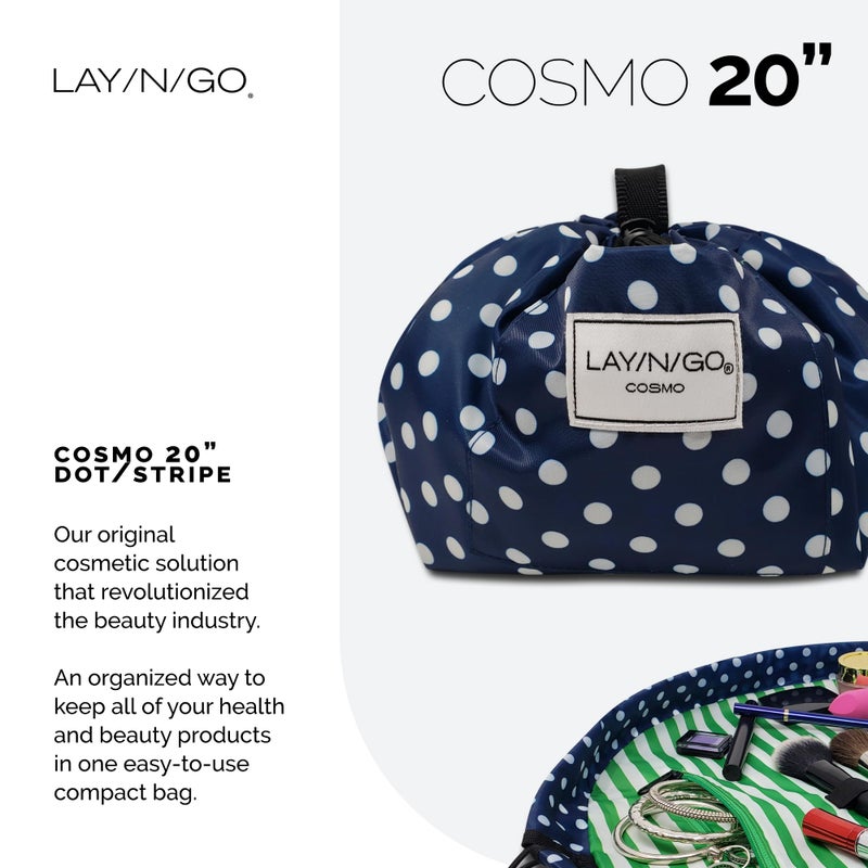 لاي-أن-جو حقيبة مستحضرات التجميل Lay-n-Go Cosmo برباط وحقيبة تنظيم أدوات الزينة لهدايا السفر والاستخدام اليومي 20 بوصة (كحلي/أخضر) - Image 2